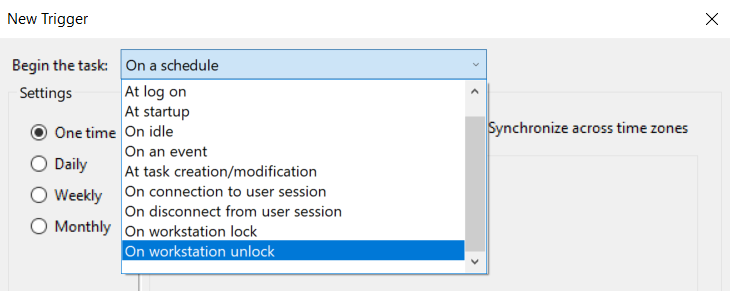 Launch automatically on workstation unlock.