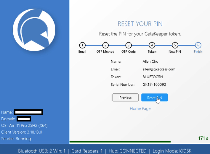 How to reset the PIN from the login screen? – GateKeeper